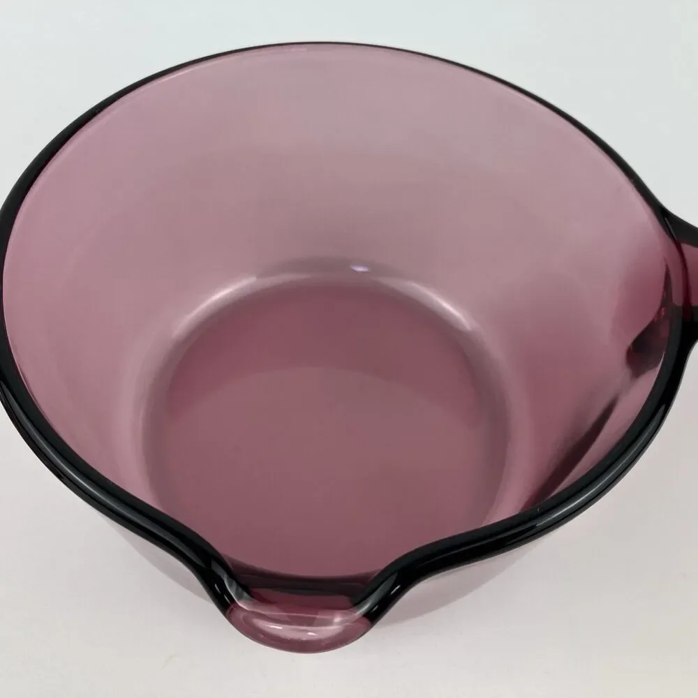 Pyrex Corning Ware Visions Cranberry Purple Cookware Glass Saucepan /w Lid VTG